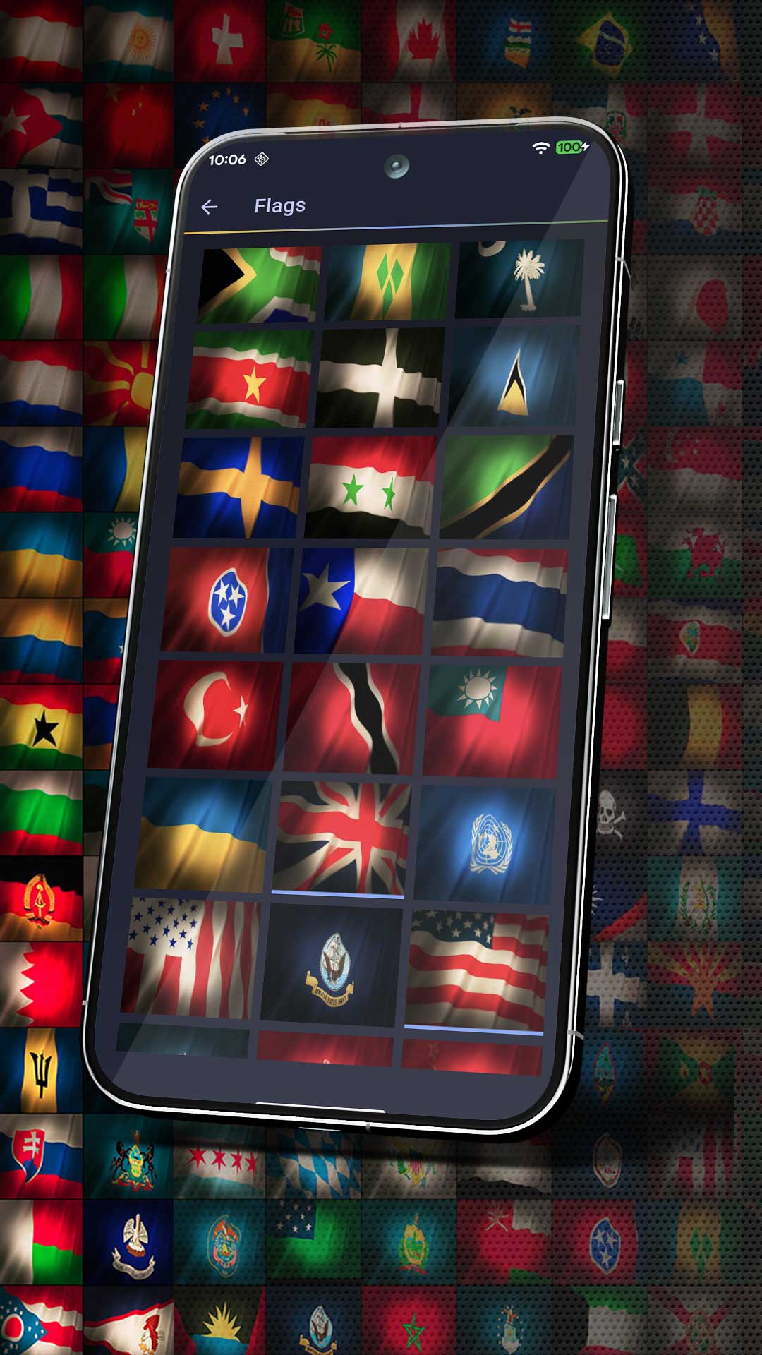 Online flags background gallery inside WP Clock